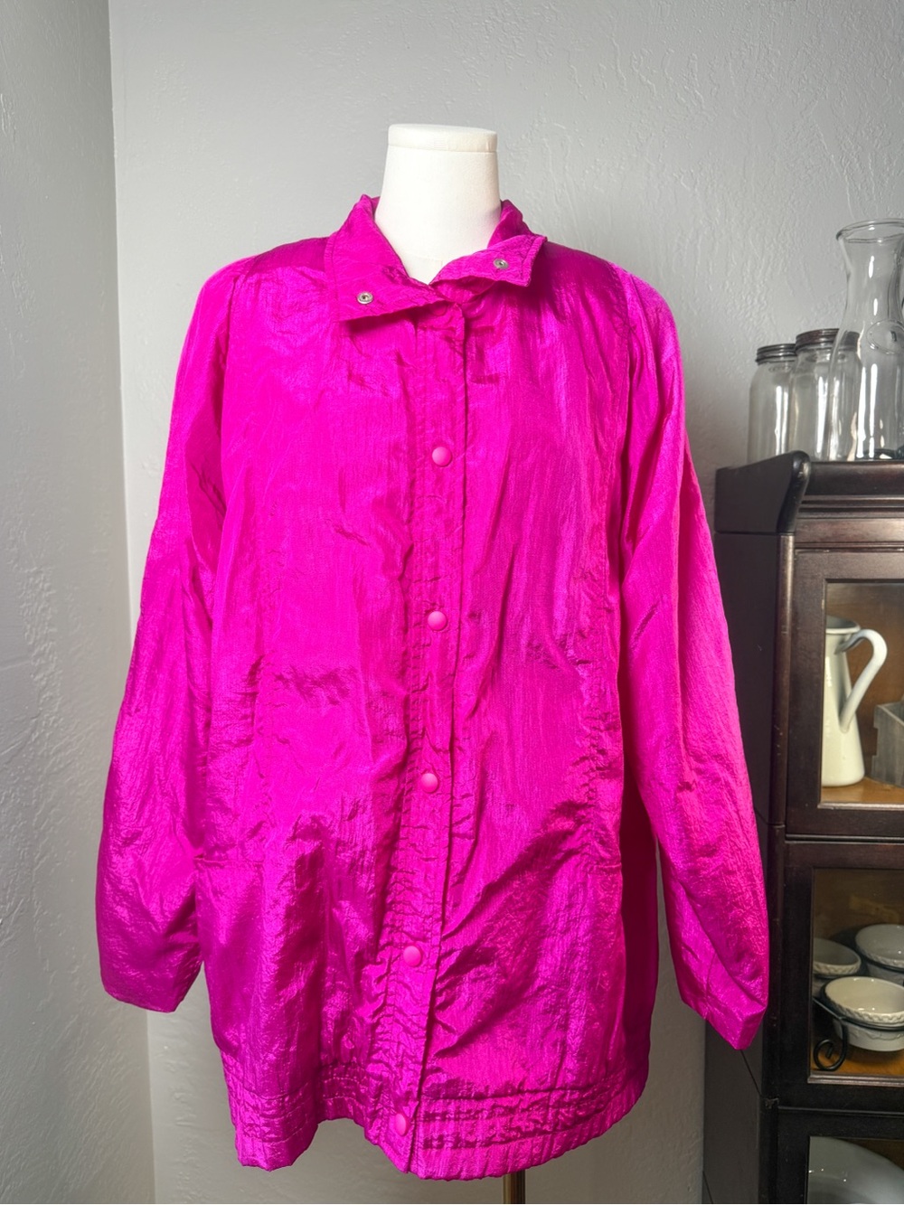 Vintage Kristen Blake Hot Pink Silk Blend Jacket Made in USA Size L